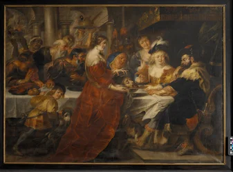 Het feest van Herodes. Salome brengt het hoofd van St. Johannes de Doper op een schaal