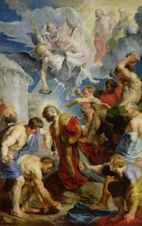 De steniging van de heilige Stefanus, uit het drieluik van de heilige Stefanus