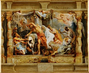 De triomf van de eucharistie over afgoderij (schilderij op doek)
