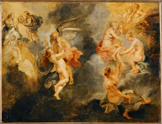 Triomphe de la verit (schilderij op hout)