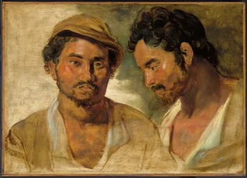 Twee studies van een man, hoofd en schouders