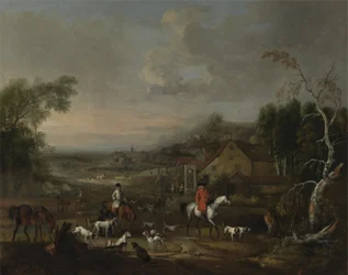 De Eerwaarde Jemmet Browne bij een ontmoeting van vossenjachten, c.1730