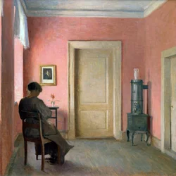 Vrouw zittend in een interieur