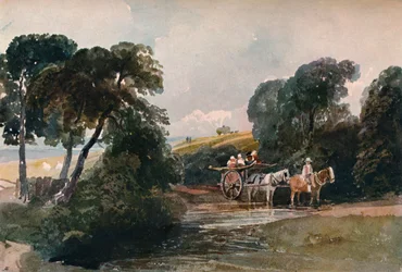Hooiwagen die een Stroom Oversteekt, ca. 1824