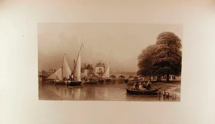 Gezicht op Folly Bridge in het jaar 1827