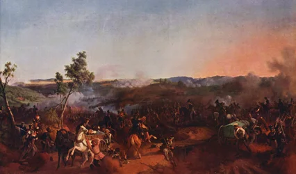 De slag bij Valoutine (kleurenlitho)