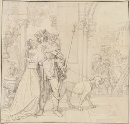 Zeven tekeningen voor de Nibelungen: 4. Siegfried gereed voor de jacht. 1812-17