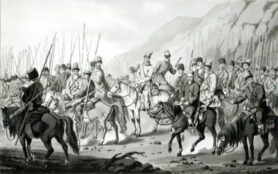 Verschillende stammen van Russische Kozakken in marsorde, 1813