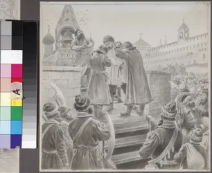 Illustratie bij het gedicht Het lied van de koopman Kalashnikov door M. Lermontov