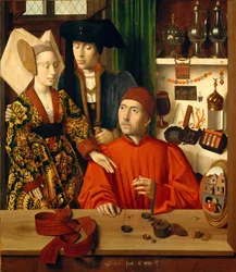 Een goudsmid in zijn winkel, 1449