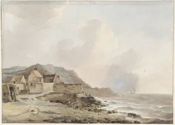Gezicht op de kust bij Boulogne-sur-Mer