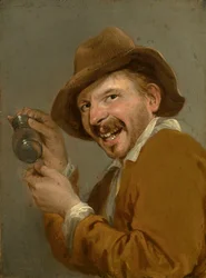Smaak: Een Lachende Man met een Omhooggehouden Glas (uit de serie Personificaties van de Vijf Zintuigen, ca. 1635-66)