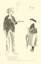 Cartoon door Phil May, uit de jaren 1890 (litho)