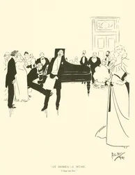 Cartoon door Phil May, uit de jaren 1890 (litho)