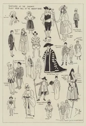 Schetsen op het Juvenile Fancy Dress Ball in het Mansion House