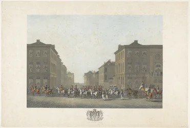 Muziekkorps bij inhuldiging van Willem I te Brussel op 21 september 1815 Twaalf platen van de aankomst en inhuldiging van Willem I in Brussel en de slagen bij Quatre-Bras en Waterloo in 1815 (serietitel)