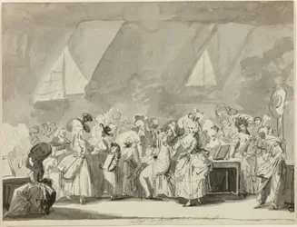 De kleedkamer van de figuranten van de Comédie Française