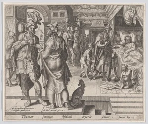 Jonadab adviseert Amnon, uit Het verhaal van Tamar en Amnon, plaat 1