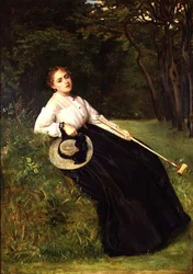 Rustend in de schaduw na een partij croquet