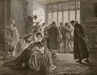 De Engelse ambassade tijdens het bloedbad van St. Bartholomeus, illustratie uit 