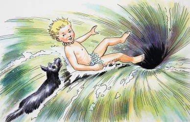 Vallen in de draaikolk, illustratie uit 