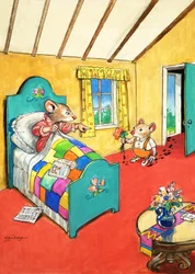 Stadsmuis en plattelandsmuis (gouache op papier)