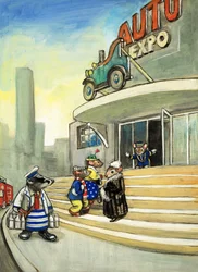 Stadsmuis en plattelandsmuis (gouache op papier)