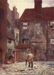 Achterkant van Queens Head Inn, Southwark, 1884