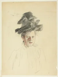 Portret van een vrouw met zwarte hoed