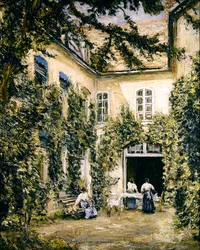 Figuren in een binnenplaats, Montreuil-sur-Mer