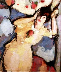 Meisje Liggend op een Bank