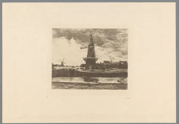 Landschap met vaart en molens