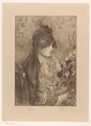 Vrouw met boeket bloemen