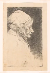 Portret van een oude vrouw, en profil