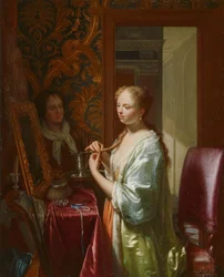 Dame bij haar toilet, ca. 1720