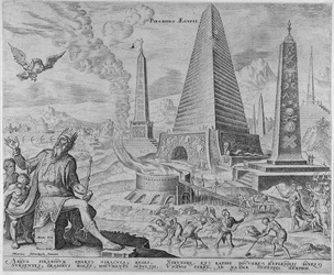 De piramides van Egypte uit de serie De Achtste Wereldwonderen na Maarten van Heemskerck, 1572