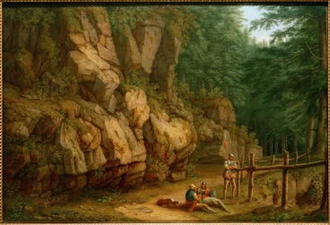 Hackert, Rotslandschap met soldaten (Masso del Diavolo)