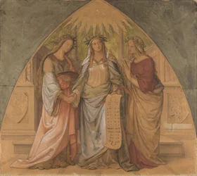 Allegorische figuren van de architectuur, beeldhouwkunst en schilderkunst