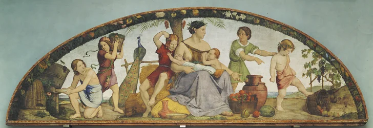 De zeven vette jaren. Lunet uit de achtdelige cyclus uit de Casa Bartholdy in Rome