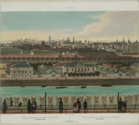 Uitzicht op Zamoskvorechye vanaf de Kremlinmuur uit een panoramisch uitzicht op Moskou in 10 delen, ca. 1848