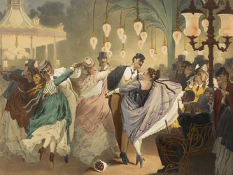 Musée des moeurs en actions: La valse à Mabille, gegraveerd door Gustave Barry