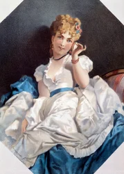 De vrouw in de schelp Lithografie door Philippe Jacques Linder (1835-?). 19e eeuw. Privécollectie