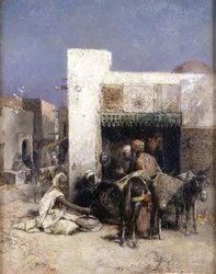 Arabieren buiten een huis