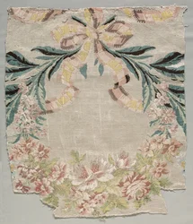 Zijdefragment, deel van paneel genaamd Le panier fleuri, 1770