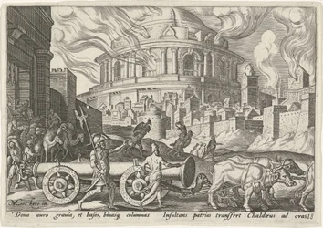 De Chaldeeën nemen de zuilen van de tempel van Jeruzalem mee (De onheilsdagen van het Joodse volk)