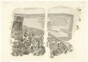 Rechterbovenhoek van een prent van het tafereel van Cebes