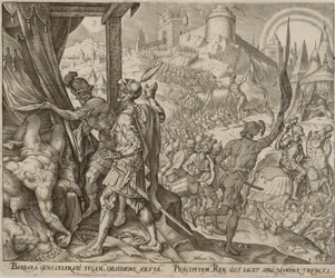 De ontdekking van het lijk van Holofernes, plaat acht uit Het verhaal van Judith en Holofernes