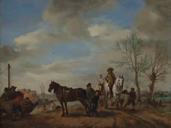 Een man en een vrouw te paard, ca. 1653-54