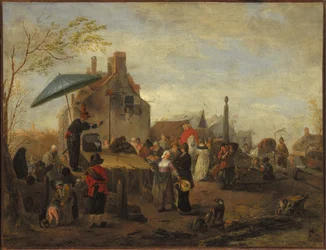 Jongleurs op een markt