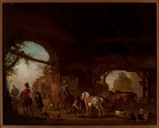Genrescène op een boerderij